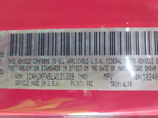 2020 JEEP WRANGLER UNLIMITED 1C4HJXFN5LW131339 Photo 8