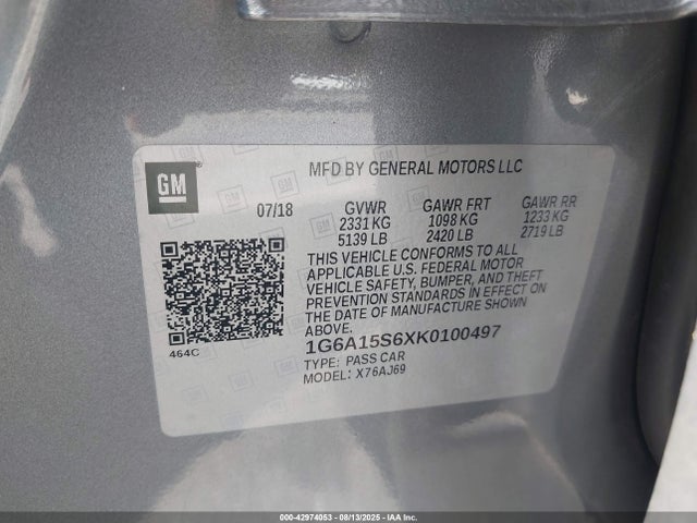 2019 CADILLAC CTS-V 1G6A15S6XK0100497 Photo 8