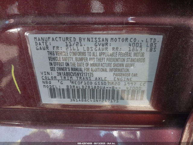 Nissan 2022 2022 3N1AB8CV5NY217175 Image 9