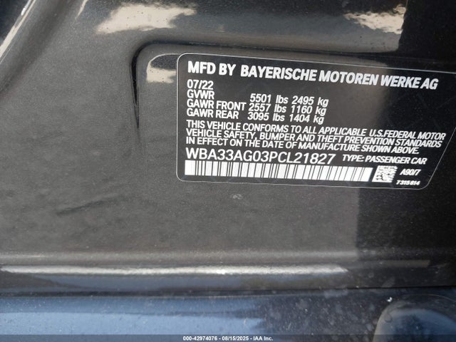 WBA33AG03PCL21827 BMW 530e