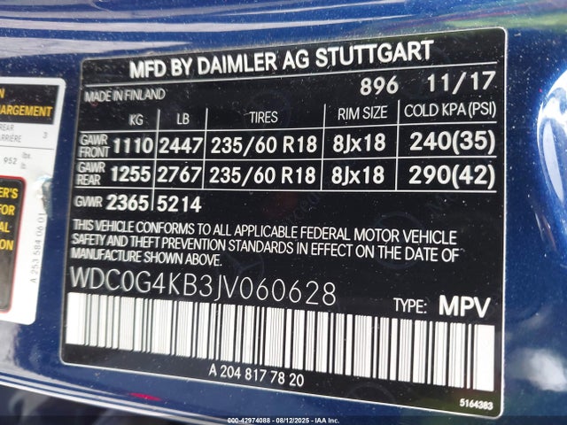 WDC0G4KB3JV060628 Mercedes-Benz m274