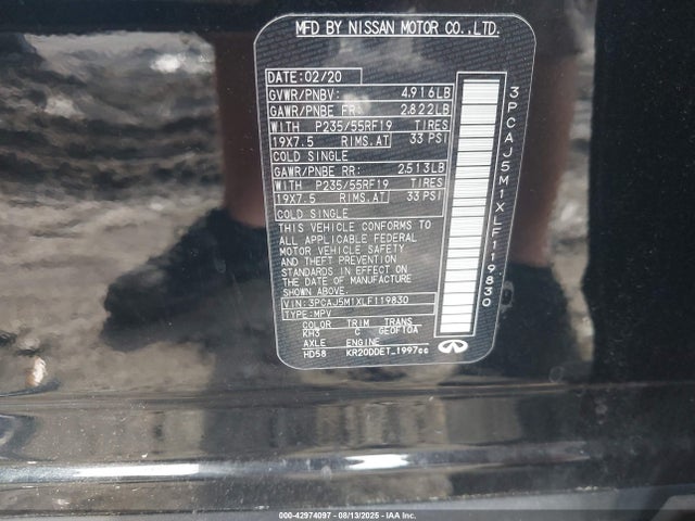 3PCAJ5M1XLF119830 Infiniti QX50