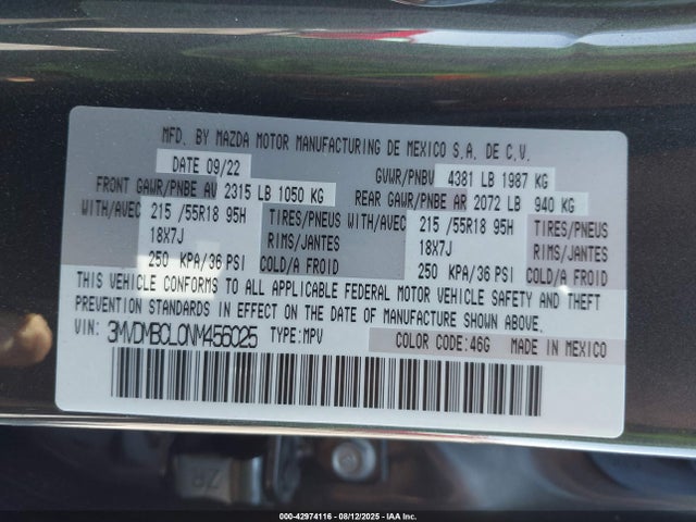 Mazda py 2022 3MVDMBCL0NM456025 Image 9