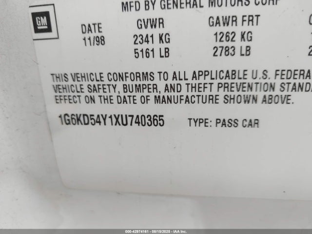 1999 CADILLAC DEVILLE 1G6KD54Y1XU740365 Photo 8