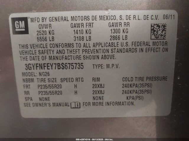 2011 CADILLAC SRX 3GYFNFEY7BS675735 Photo 8