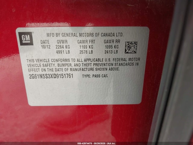 2013 CADILLAC XTS 2G61N5S3XD9151761 Photo 8