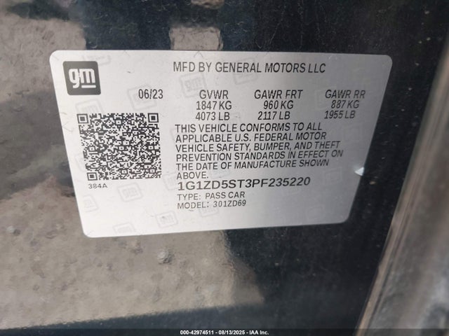 1G1ZD5ST3PF235220 Chevrolet lfv