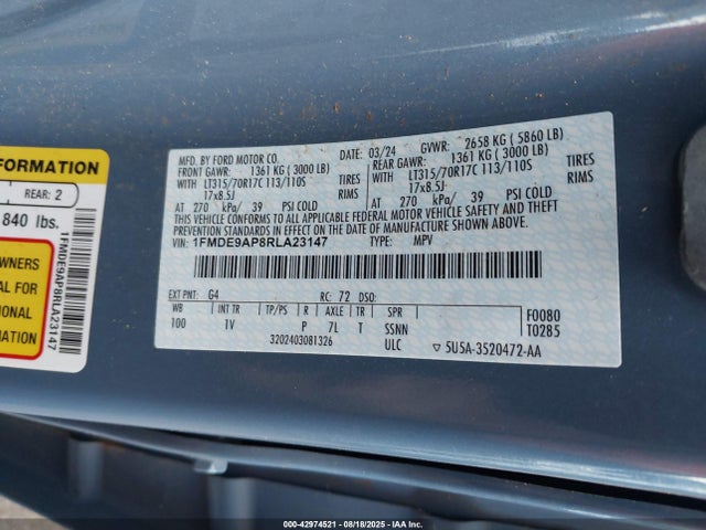 1FMDE9AP8RLA23147 Ford ecoboost
