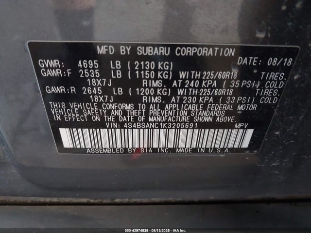 4S4BSANC1K3205691 Subaru na u5