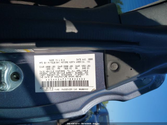 2007 MITSUBISHI ECLIPSE 4A3AK24F37E022982 Photo 8