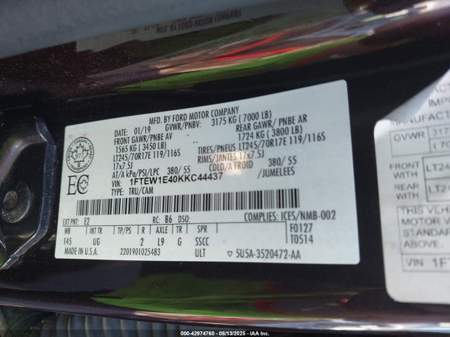 Ford F-150 Xlt 2019 1FTEW1E40KKC44437 Image 9