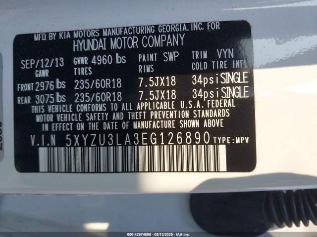 5XYZU3LA3EG126890 Hyundai t-gdi theta
