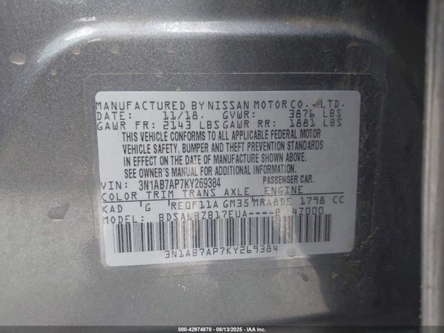 3N1AB7AP7KY269384 Nissan 2019