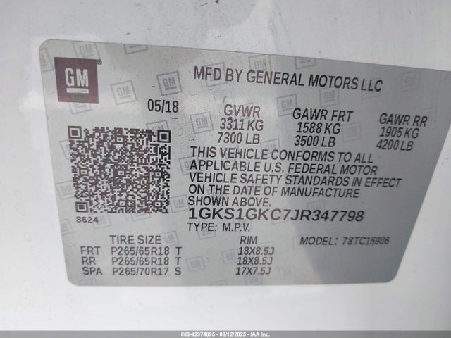 1GKS1GKC7JR347798 GMC l83 - spark ignited direct injection, variable valve timing, afm, e85 max, alum