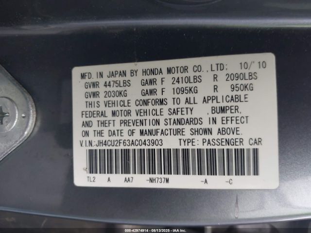 2010 ACURA TSX JH4CU2F63AC043903 Photo 8