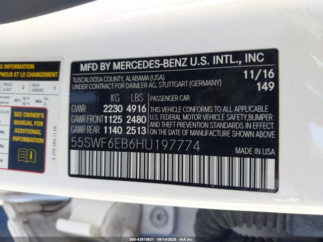 55SWF6EB6HU197774 Mercedes-Benz 2017