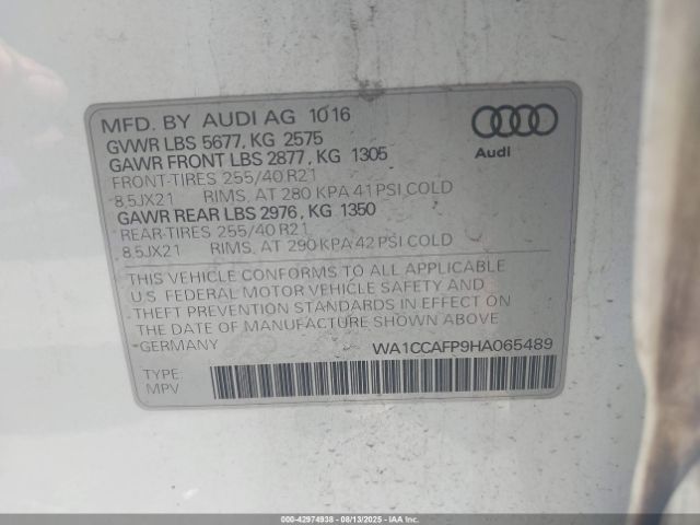 2017 AUDI SQ5 WA1CCAFP9HA065489 Photo 8