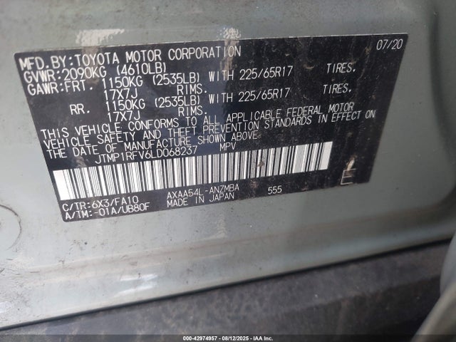 Toyota a25a-fks 2020 JTMP1RFV6LD068237 Image 9