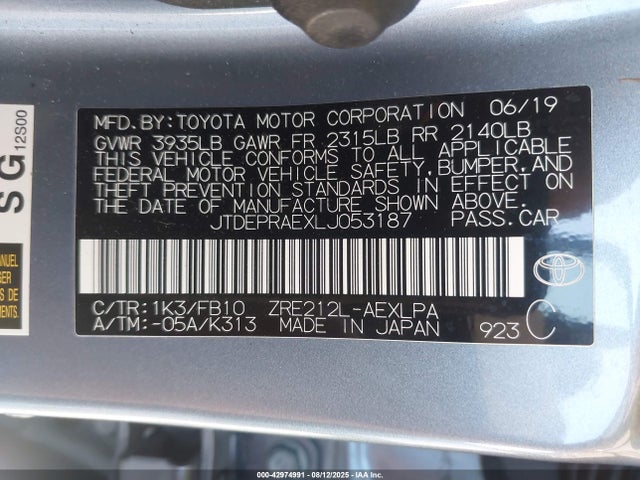 JTDEPRAEXLJ053187 Toyota 2zr-fae