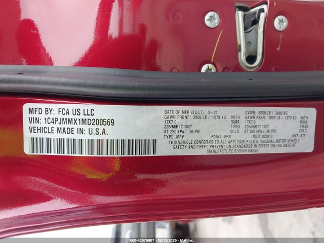 1C4PJMMX1MD200569 Jeep 2021