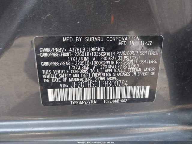 JF2GTHSC1PH300784 Subaru na