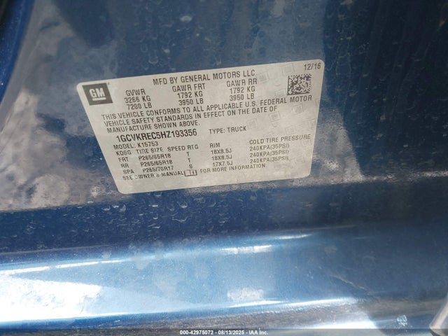 1GCVKREC5HZ193356 Chevrolet l83 - sidi: spark ignited direct injection, vvt: variable valve timing, afm, e85 max, alum