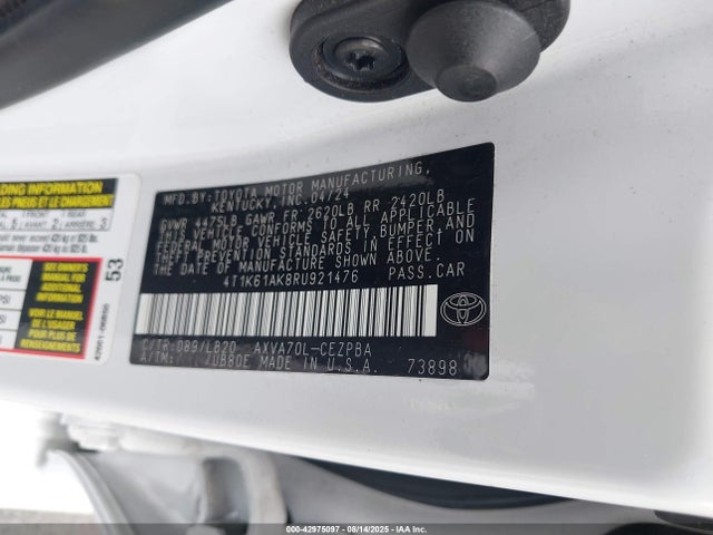 4T1K61AK8RU921476 Toyota a25a-fks