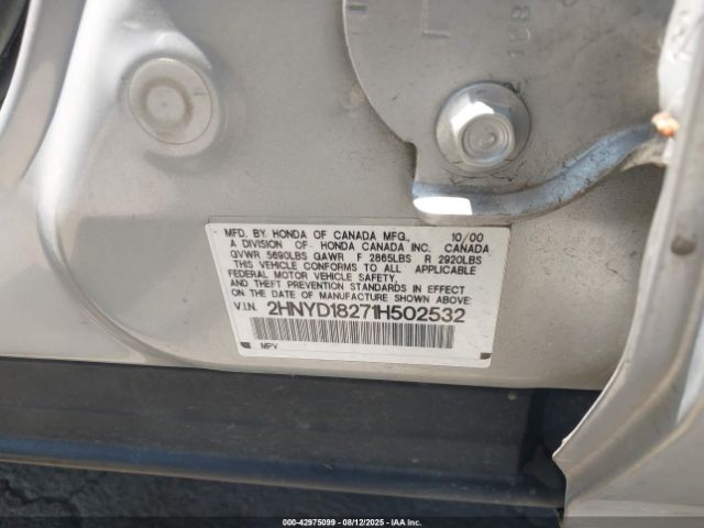 2001 ACURA MDX 2HNYD18271H502532 Photo 8