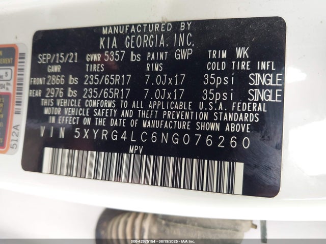 5XYRG4LC6NG076260 KIA gdi theta-iii