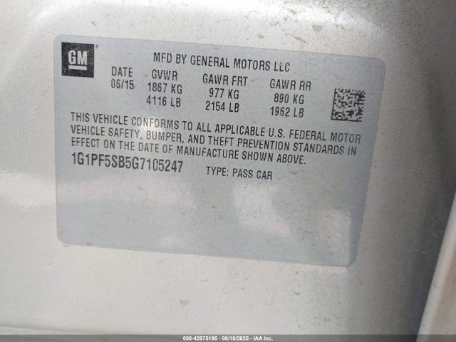 1G1PF5SB5G7105247 Chevrolet luv - vvt, alum, e85 max