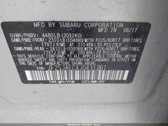 2018 SUBARU FORESTER JF2SJAECXJG431261 Photo 8