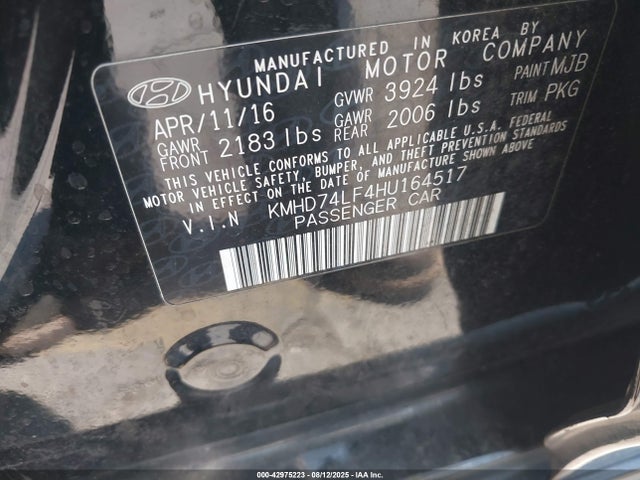 KMHD74LF4HU164517 Hyundai Elantra