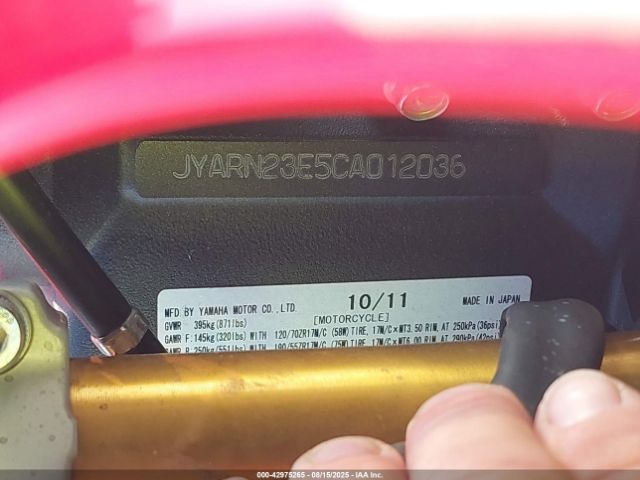2012 YAMAHA YZFR1 JYARN23E5CA012036 Photo 9