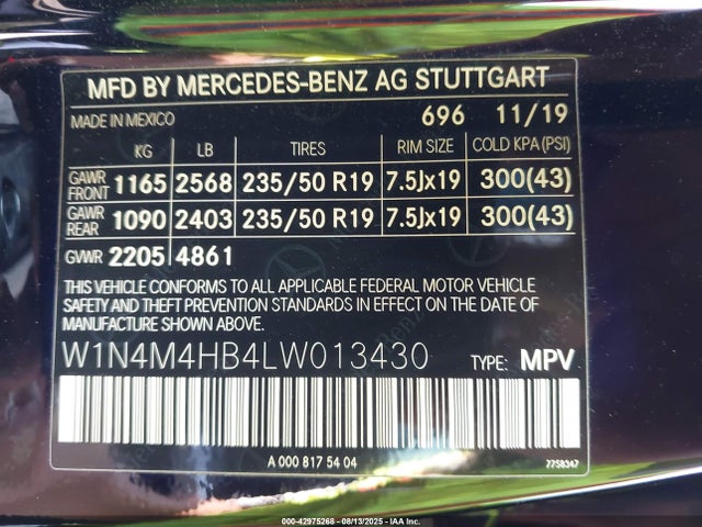 W1N4M4HB4LW013430 Mercedes-Benz m260