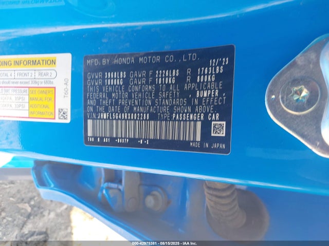 JHMFL5G49RX002288 Honda k20c1
