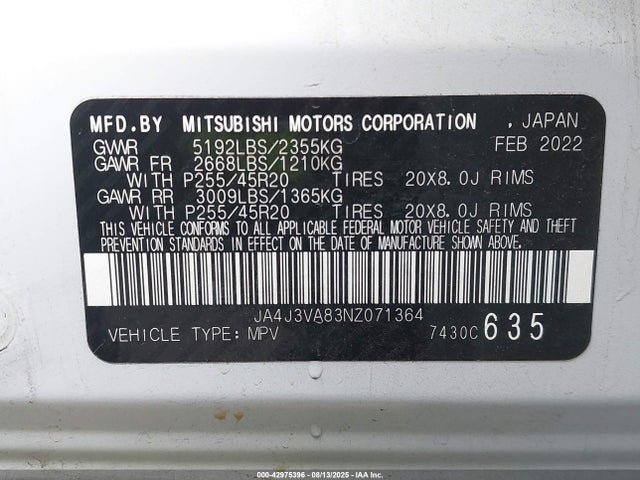 2022 MITSUBISHI OUTLANDER JA4J3VA83NZ071364 Photo 8