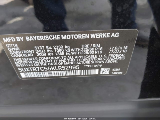 5UXTR7C55KLR52995 BMW X3