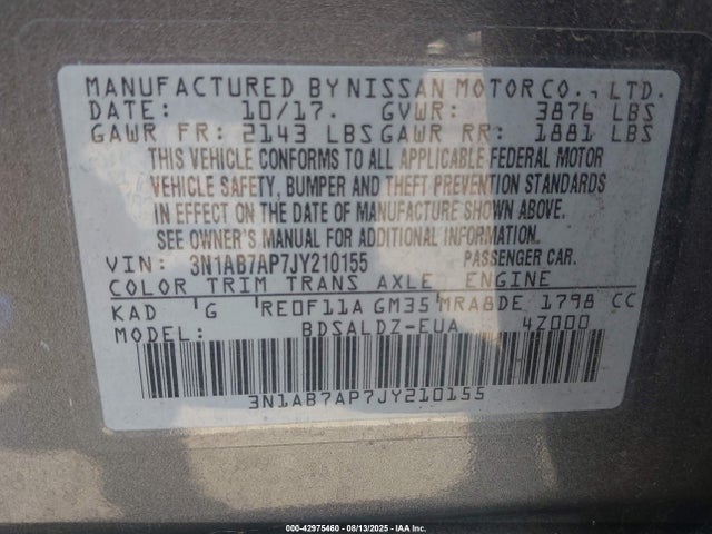 3N1AB7AP7JY210155 Nissan 2018