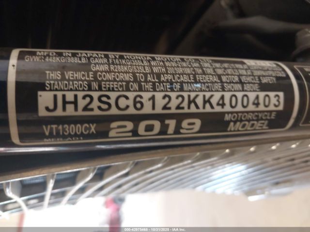 2019 HONDA VT1300 JH2SC6122KK400403 Photo 9