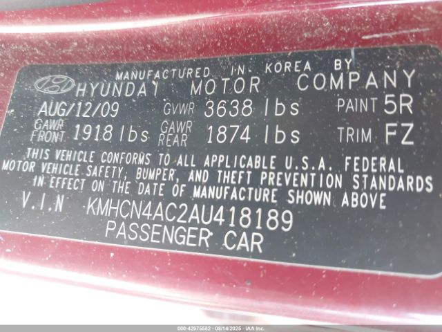 2010 HYUNDAI ACCENT KMHCN4AC2AU418189 Photo 8