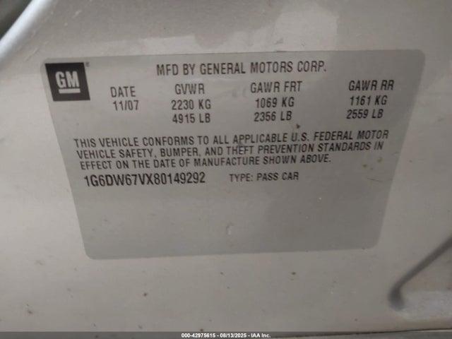 2008 CADILLAC STS 1G6DW67VX80149292 Photo 8