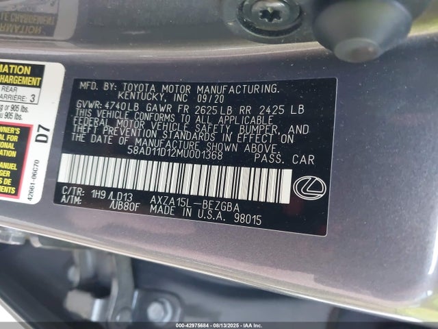 Lexus a25a-fks 2021 58AD11D12MU001368 Image 9