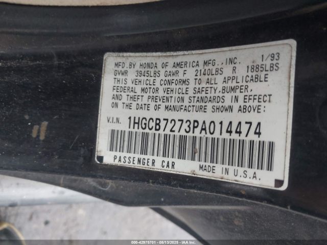 1993 HONDA ACCORD 1HGCB7273PA014474 Photo 8