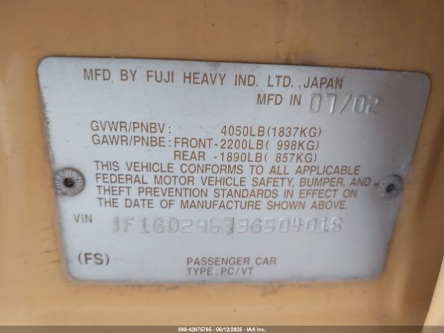 2003 SUBARU IMPREZA JF1GD29673G504018 Photo 8