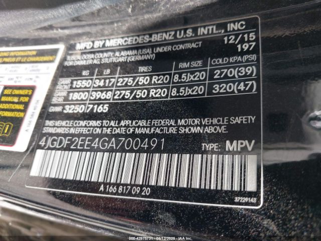 2016 MERCEDES-BENZ GL 350 BLUETEC 4JGDF2EE4GA700491 Photo 8