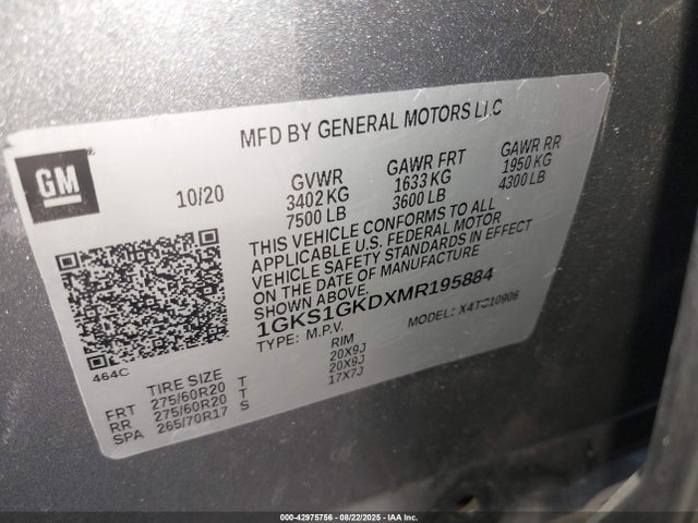1GKS1GKDXMR195884 GMC l84 - di, alum, gen 5, var 2
