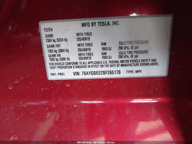 2025 TESLA MODEL Y 7SAYGDEE2SF265178 Photo 8