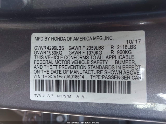 1HGCV1F57JA018614 Honda l15be