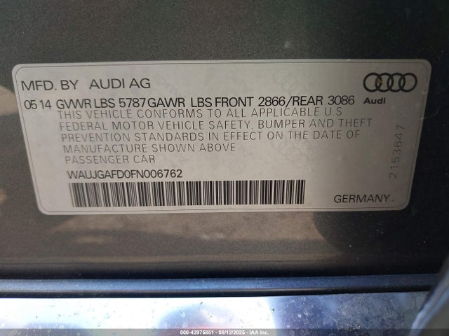 2015 AUDI A8 WAUJGAFD0FN006762 Photo 8