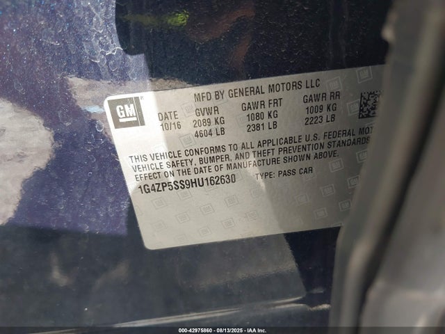 1G4ZP5SS9HU162630 Buick lgx -di: direct injection - vvt: variable valve timing - alum - gen 2